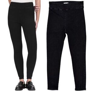 Frame The Jet Set High Rise Super Stretch Denim Skinny Crop Jeans Sheen Noir Blk